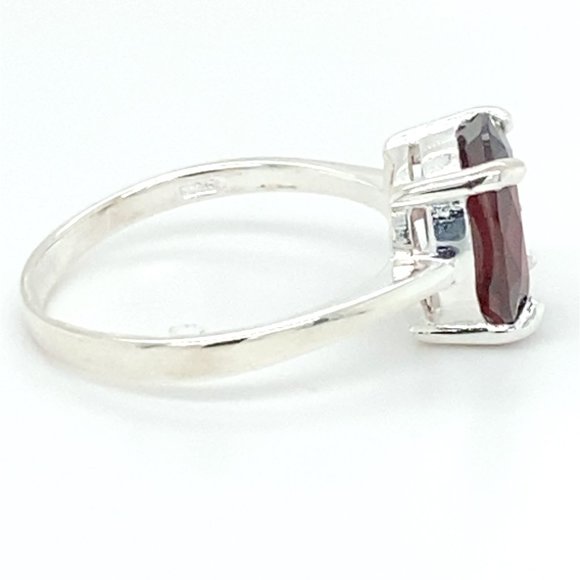 Pyrope Garnet 6.10ct Platinum Solid Silver Ring - Picture 3 of 6